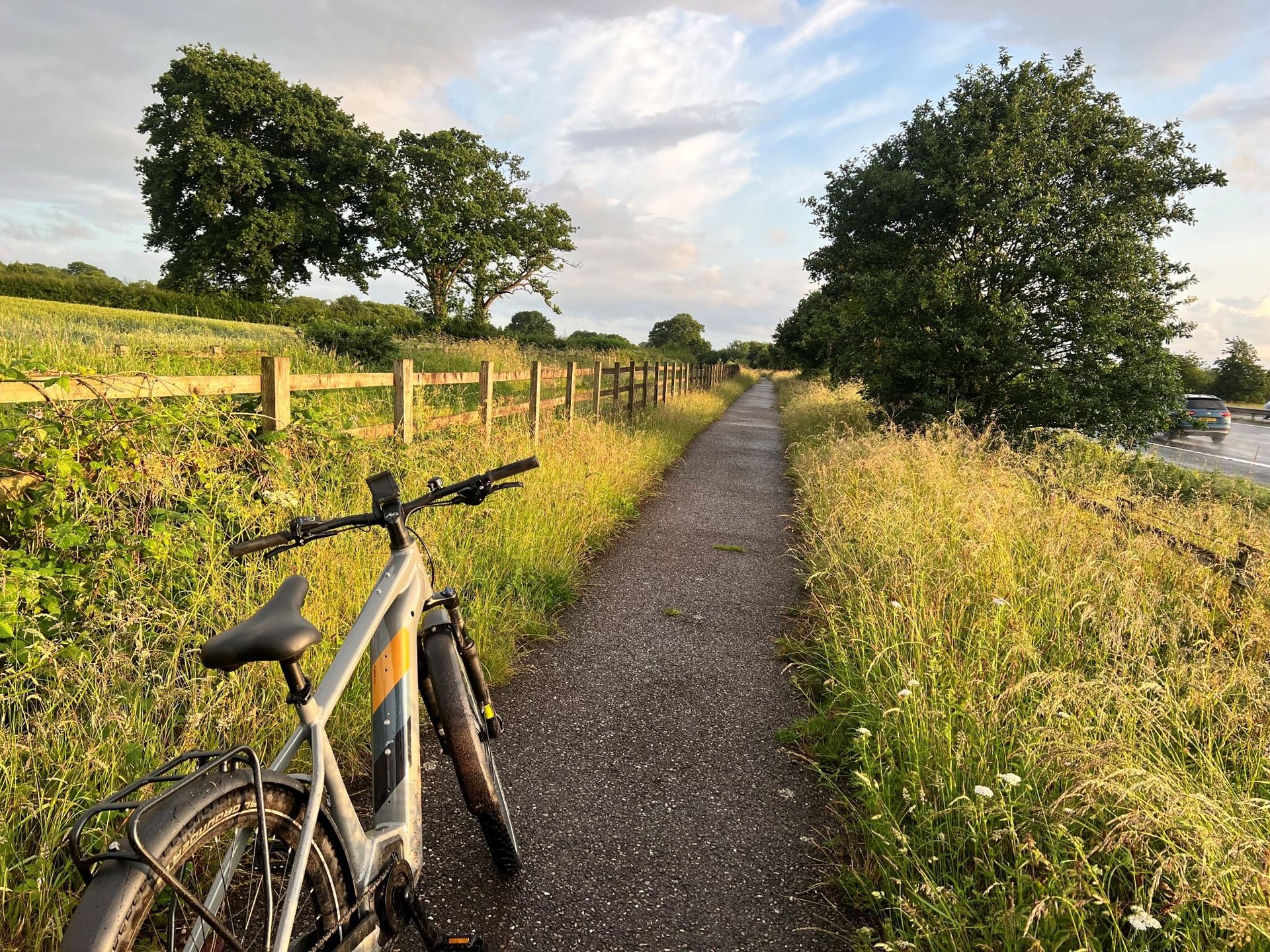 Cycle path with bicycle