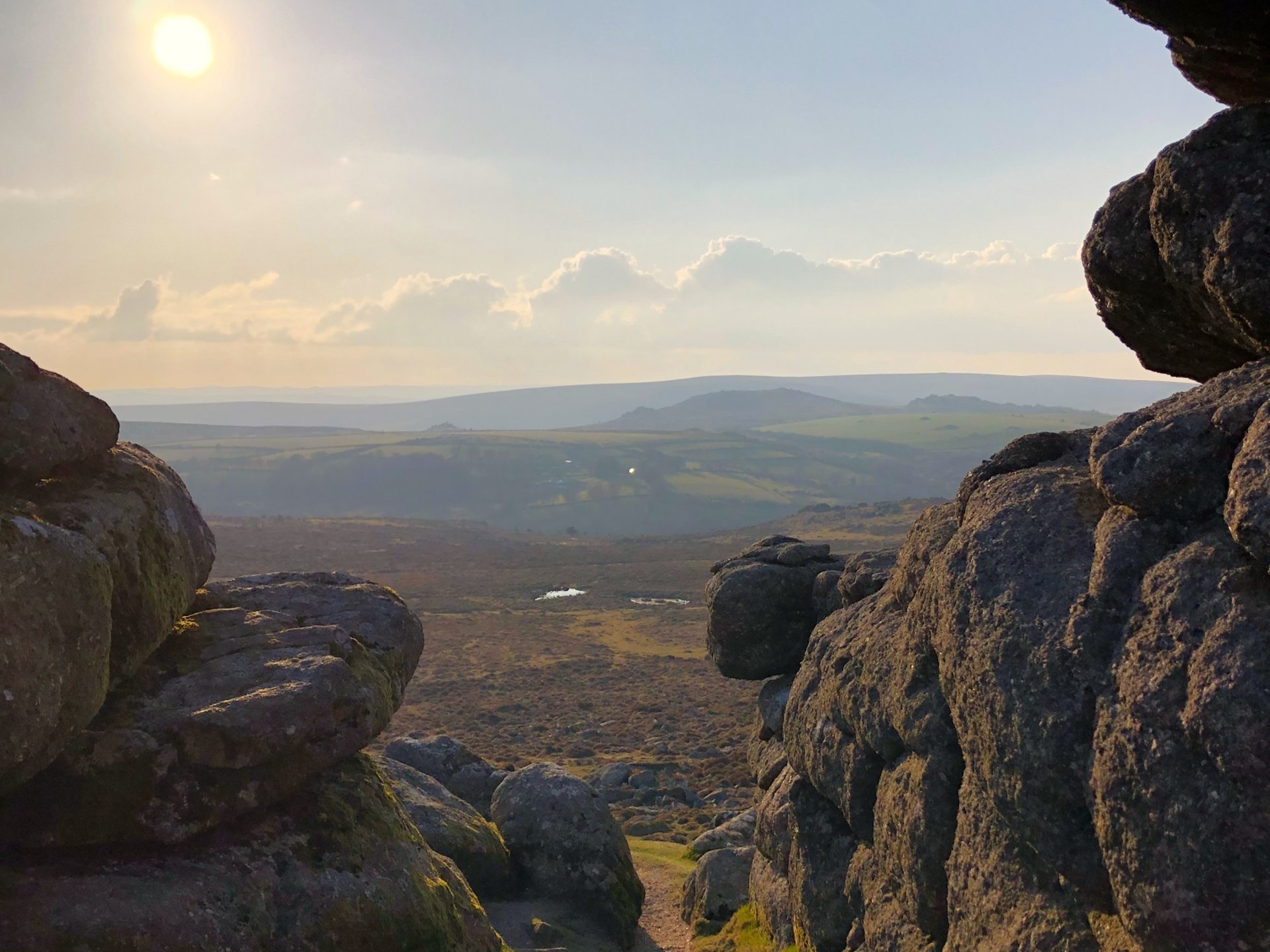 Tor on Dartmoor National Park during sunset